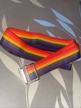 Rainbow Stripe Webbing Belt - Multicolor New no packaging